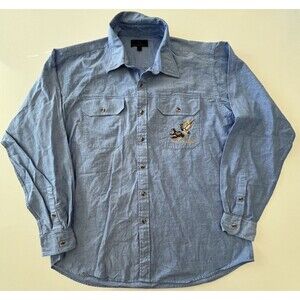 Vintage Abercrombie & Fitch Chambray Field Shirt Embroidered Ducks Pocket Sz L